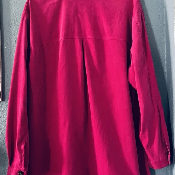 Sag Harbor Woman Faux Suede Blazer Women’s W20 Magenta Button Front Jacket - Picture 5 of 7